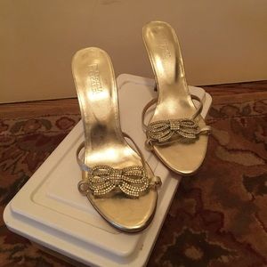 Gold & Rhinestone Heeled Sandals